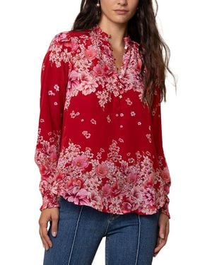 Hale Bob Long Sleeve Marlowe Silk Blouse - Red