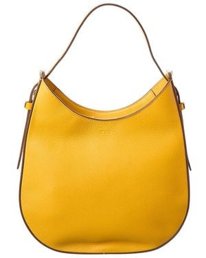 Tod's Logo Leather Hobo Bag - Yellow