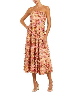 Mac Duggal Ruffle Strapless Midi Dress - Orange