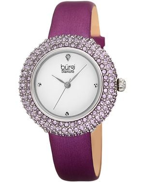 Burgi Burgi Purple Satin Over Leather Diamond Watch - Pink