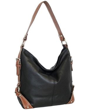 Nino Bossi Moda Milano Hobo Genuine Leather Bucket Bag - Black