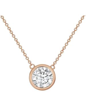 Diana M. Jewels Diana M. 14K Rose 5.00 Ct. Tw. Lab-Grown Diamond Solitaire Bezel Pendant - Metallic