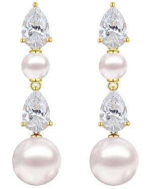 Kai Fine Jewelry 14K 2.00 Ct. Tw. Lab-Grown Diamond & 4Mm, 8-9Mm Pearl Drop Earrings - White