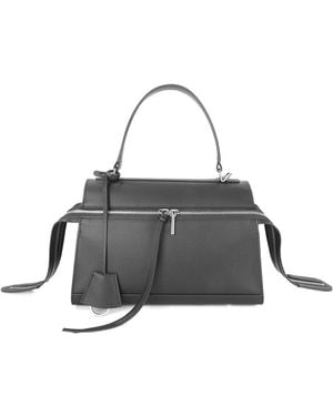 Tiffany & Fred Paris Elegant Leather Top-Handle Satchel - Grey