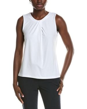 Anne Klein Asymmetrical Pleat Neck Shell - White
