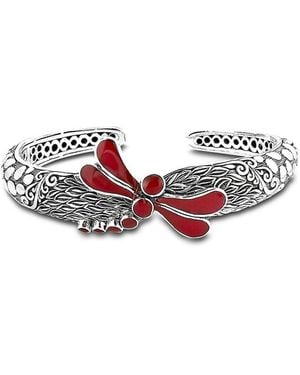 Samuel B. Silver Coral Dragonfly Cuff Bracelet - Red