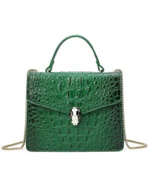 Tiffany & Fred Paris Alligator-embossed Leather Top Handle Satchel - Green