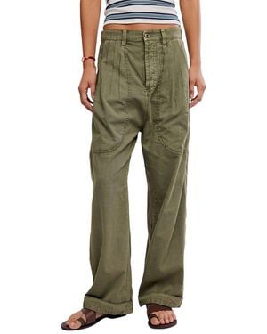 Free People Clover Dropped Low Rise Pant - Green