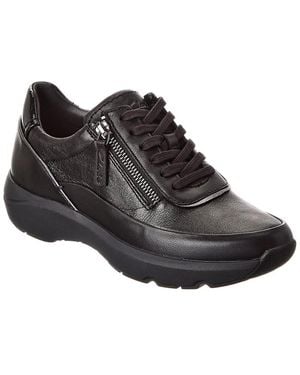 Clarks Tivoli Zip Leather Trainer - Black