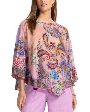 Johnny Was Magaly Silk Poncho - Red