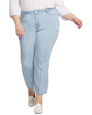 NYDJ Plus Relaxed Summerville Stripes Straight Leg Jean - Blue