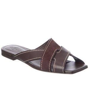 Tod's Suede & Leather Sandal - Brown
