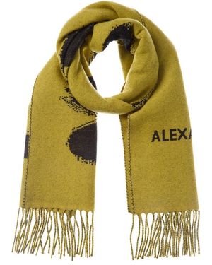 McQueen Logo Wool Scarf - Yellow