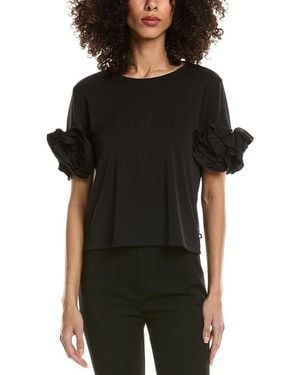 KARL LAGERFELD Ruffle Sleeve Top - Black