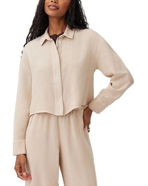 Bella Dahl Oversized Cropped Linen-Blend Shacket - Natural