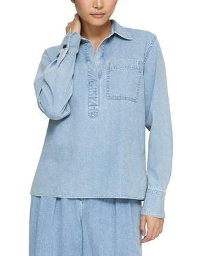 Lafayette 148 New York Patch Pocket Popover Shirt - Blue