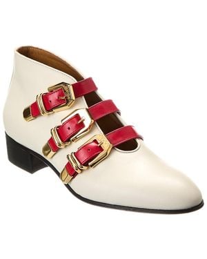 Gucci Triple Buckle Leather Bootie - Pink