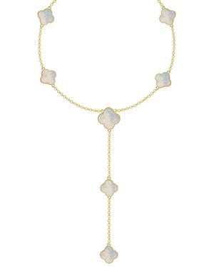 Gabi Rielle 14K Over Mother Of Pearl Lariat Necklace - Metallic