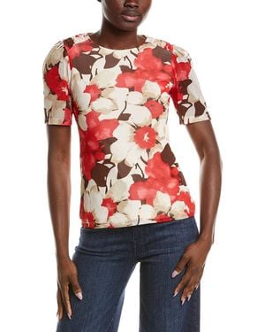 Anne Klein Printed Mesh Top - Red