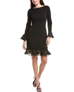 Adrianna Papell Crepe Combo Short Dress - Black