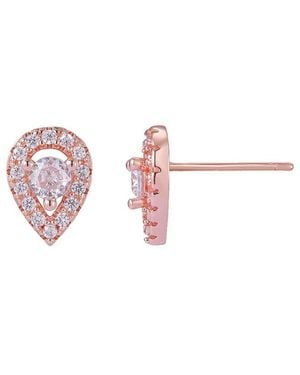 Adornia 14K Rose Plated Crystal Halo Crystal Stud Earrings - Pink