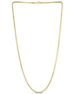 Italian Silver 14K Over Round Box Chain Necklace - Natural