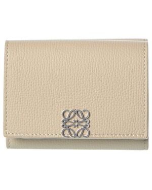 Loewe Anagram Leather Trifold Wallet - Natural