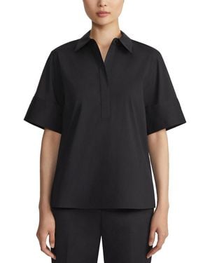 Lafayette 148 New York Half Placket Camp Shirt - Black