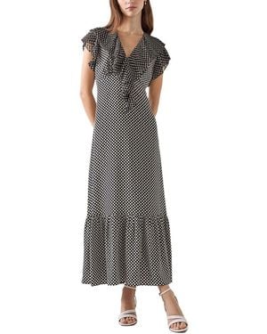 LK Bennett Daphne Polka Dot Silk Dress - Grey