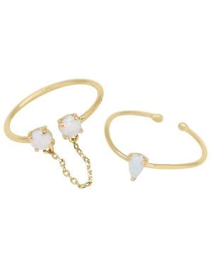 Ettika 18K Plated Opal Stackable Set Of 2 Rings - White