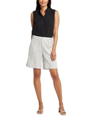 NYDJ Relaxed Slubby Stripe Linen-Blend Short - Black