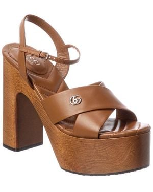 Gucci Gg Leather Sandal - Brown