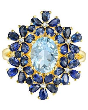 Nina Zhou Jewelry 14K 4.46 Ct. Tw. Diamond & Gemstone Cocktail Ring - Blue