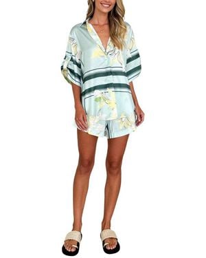 LEON GORI Leon 2pc Shirt & Short Set - Blue