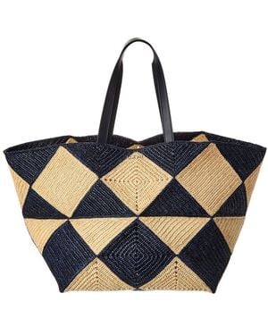 Loewe Puzzle Fold Xxl Raffia Tote - Blue