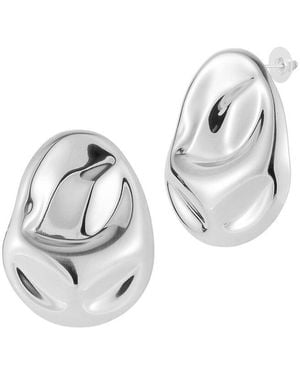 Glaze Jewelry Plated Stainless Steel Earrings - White