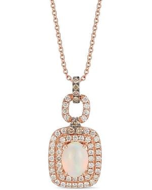 Le Vian Le Vian Creme Brulee 14K Strawberry 1.31 Ct. Tw. Diamond & Opal Pendant Necklace - Metallic