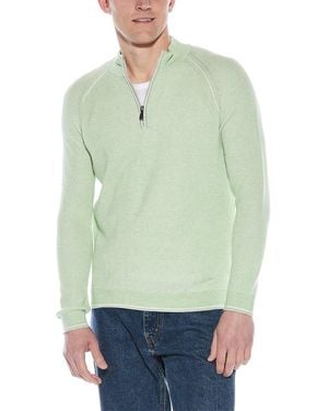 RAFFI English Rib 1/4-Zip Mock Neck Jumper - Green