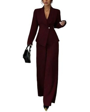 Amanda Royal 2Pc Blazer & Pant Set - Purple