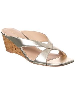 Stuart Weitzman Miami 50 Leather Wedge Sandal - White