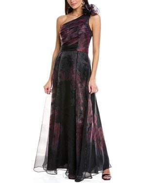 Rene Ruiz One-Shoulder Organza Gown - Black