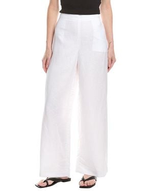 Kenneth Cole Wide Leg Linen-Blend Pant - White