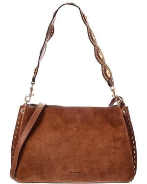 Aimee Kestenberg Roma Double Entry Suede Shoulder Bag - Brown