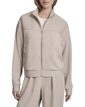 DKNY Full Zip Pinstripe Track Jacket - Grey
