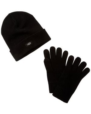 UGG Wool-blend Knit Tech Glove & Hat Gift Set - Black