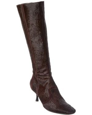 Tod's Haircalf & Suede Knee-High Boot - Brown