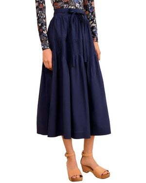 Ulla Johnson Blythe Drop Waist Midi Skirt - Blue