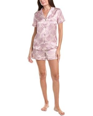 Petite Plume 2Pc Silk Pajama Short Set - Pink