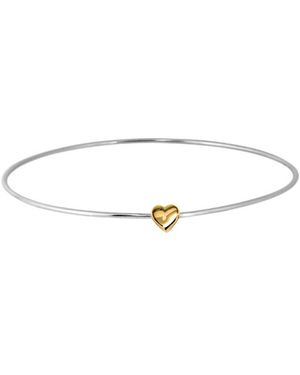 Jane Basch 14k & Silver Heart Bangle - White