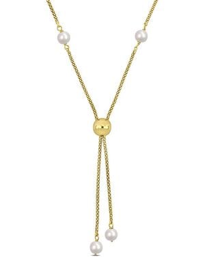 Rina Limor 18k Over Silver Pearl Tassel Necklace - Metallic